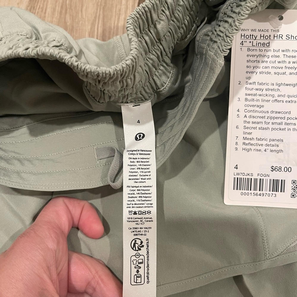 NWT Lululemon Hotty Hot HR Lined Shorts 4” Fog Green Sz 4 - Picture 6 of 9